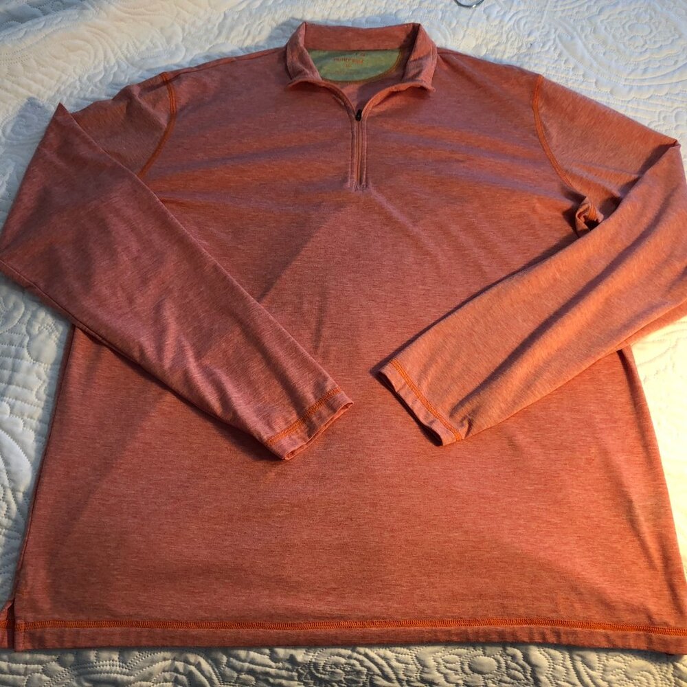 Orvis Mens Shirts XL Orange Trout Bum 1/4 zip Fishing Outdoor Layering Piece